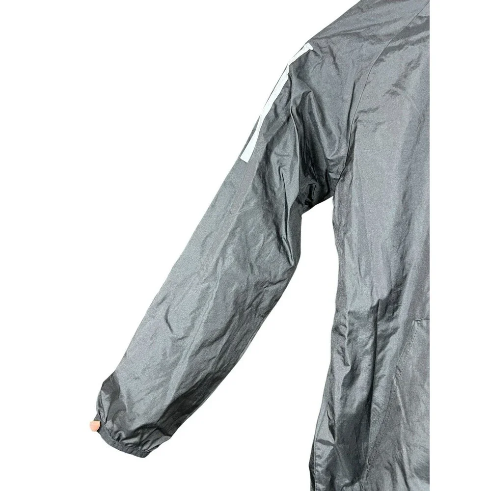 Adidas‎ Kids Boys Girls Windbreaker Jacket 10/12 Black Hooded Zip Up Logo Flaw